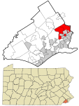 Delaware County Pennsylvania incorporated and unincorporated areas Upper Darby highlighted